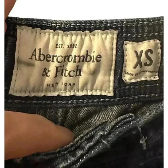 Abercrombie & Fitch High rise Cotton Drawstring Jogger Denim Women XS Pant Blue - Picture 6 of 8